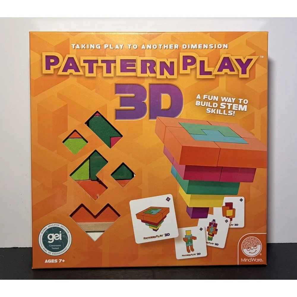 MindWare 3D Pattern Play Color Learn Through Play Wooden Blocks Ages 3+